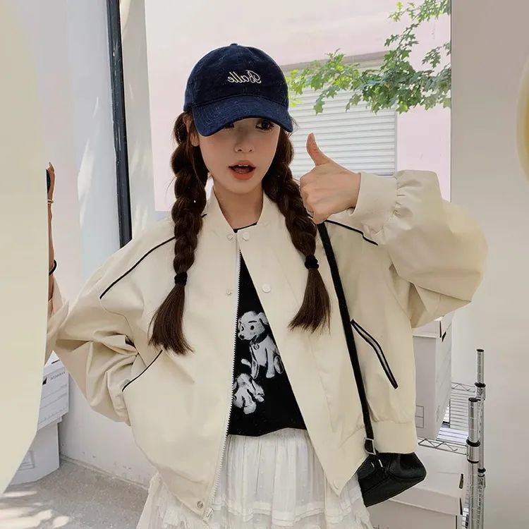 休闲棒球服外套女秋季设计感时尚宽松百搭夹克小个子显瘦上衣