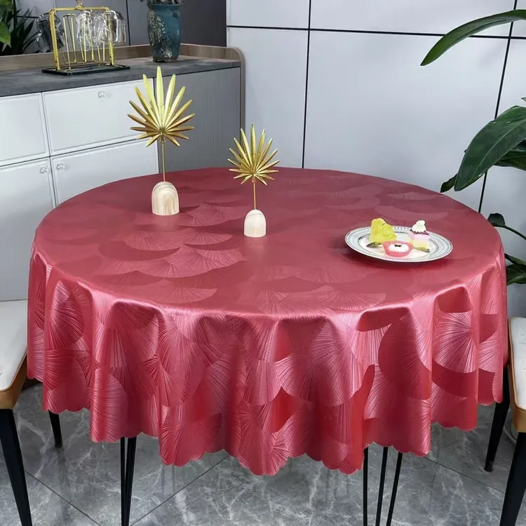 加厚PU免洗防水防油防烫防油防水圆形大圆桌布家用酒店通用新款