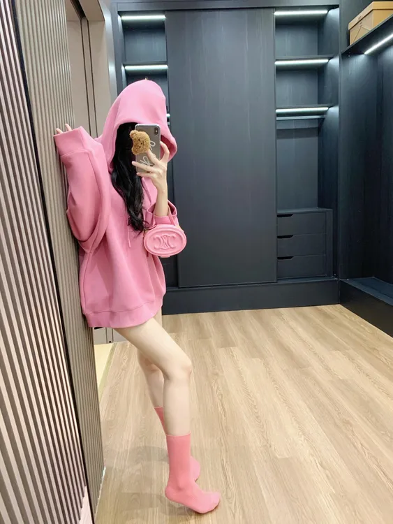 连帽卫衣外套女秋季外套休闲女装宽松设计感百搭玫粉色长袖上衣女
