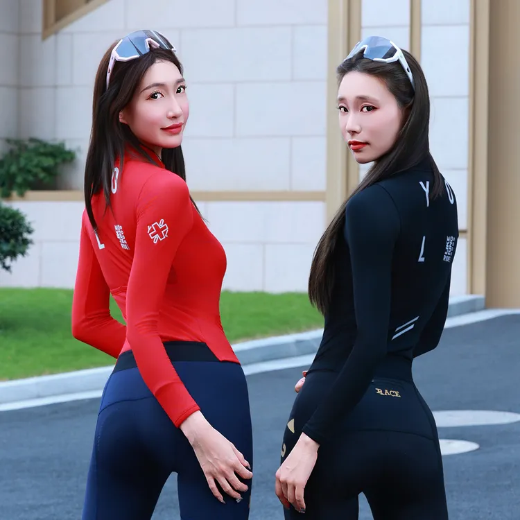 「秋季新品-女款男士薄绒」竞赛版YOLO骑行服速干透气长袖紧身