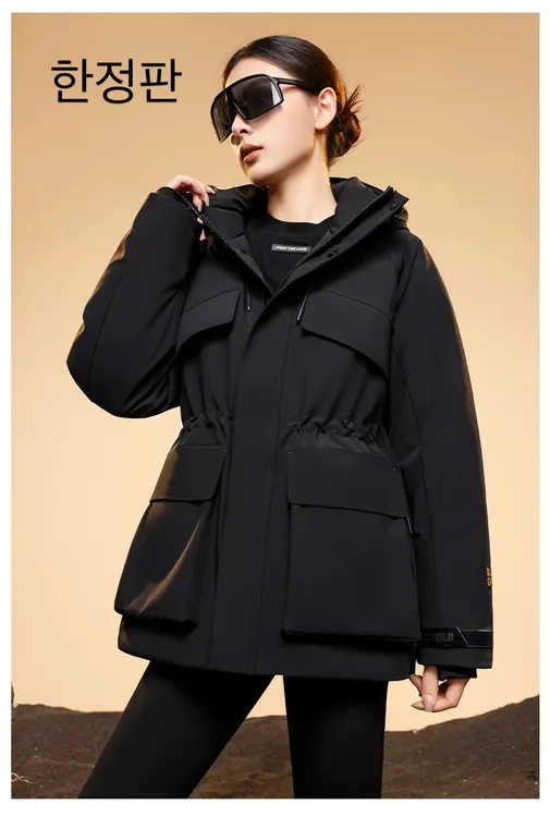 ￥杨幂同款黑金鹅绒服冬季冲锋衣羽绒服男女2025冬新户外派克工装