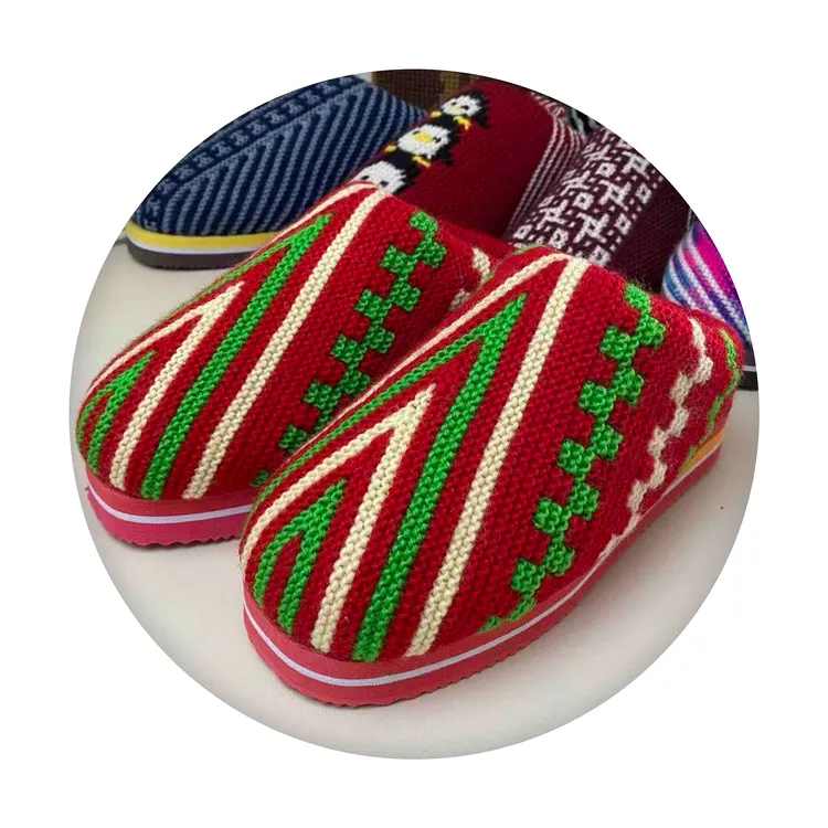 纯手工毛线编织棉拖鞋棉鞋防滑底包跟情侣保暖舒适男女居家老人鞋