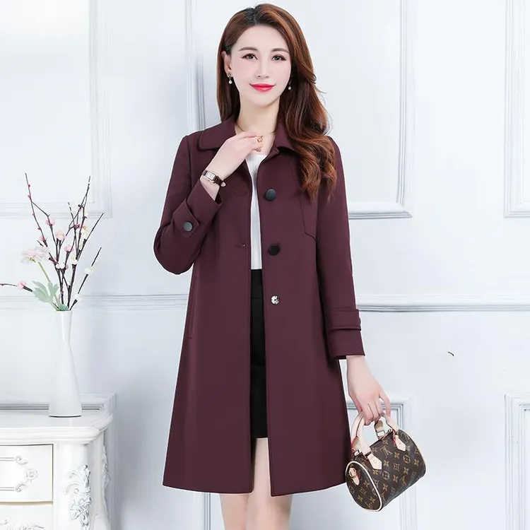 衣中长版过膝春秋季新款洋派妈妈外套阔太太气质宽松大尺码大衣女