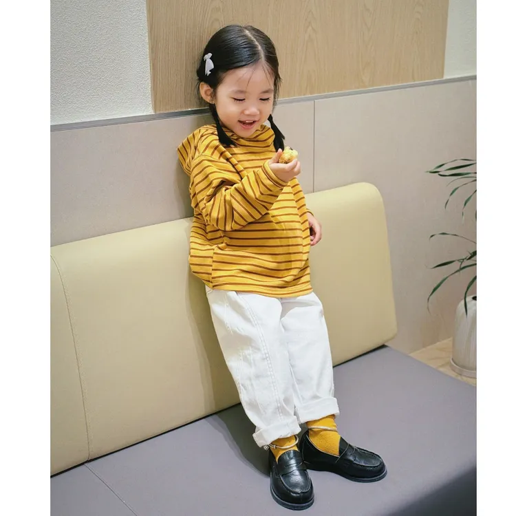 甜小七女童2025秋季新款韩版休闲条纹连帽卫衣百搭纯色直筒裤套装