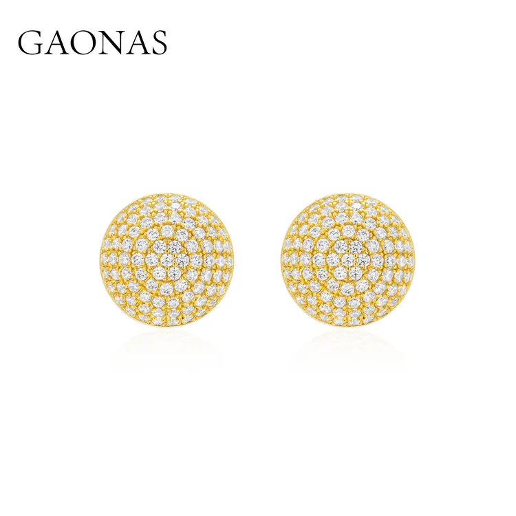 GAONAS 铜合金合成锆石耳饰 万华镜璀璨贵气金色设计耳环11539EGO