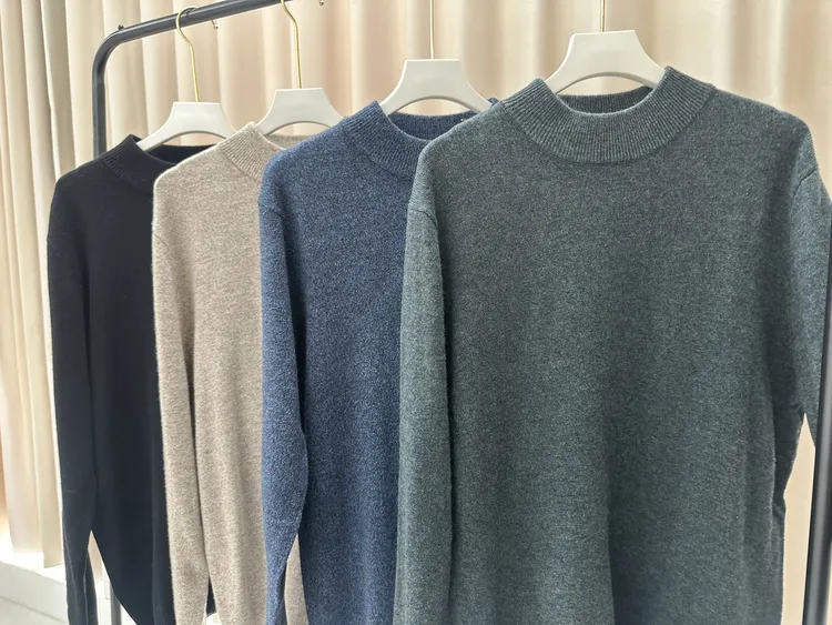 豆秋冬男士纯色纯羊毛毛衣10