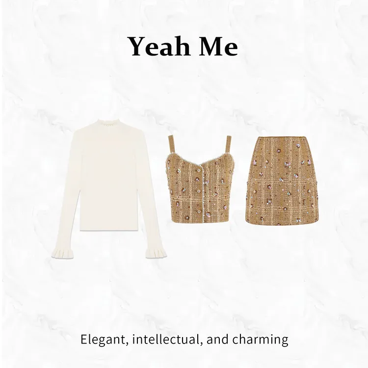 Yeah Me/也觅【亚典少女】冬季古典轻奢氛围感百搭显瘦半身裙套装女