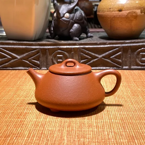 宜兴紫砂壶平盖石瓢壶原矿降坡泥90cc手工小容量中式紫砂泡茶壶