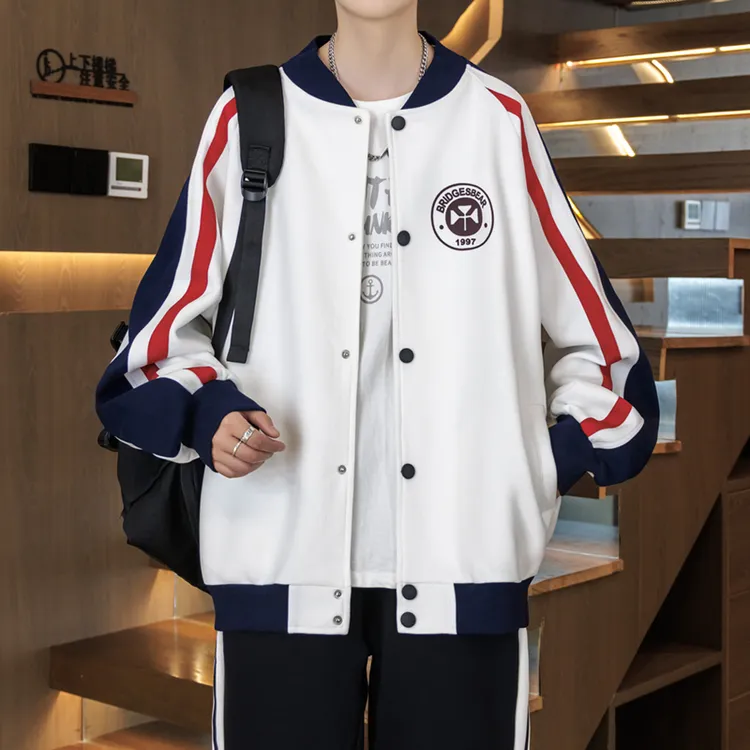 秋季按扣免烫休闲款夹克初高中学生痞帅棒球服潮流运动青少年男装