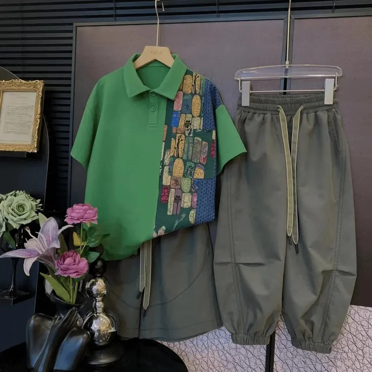 男童夏装套装2025夏季新款中大童时尚潮流Polo韩版休闲洋气两件套