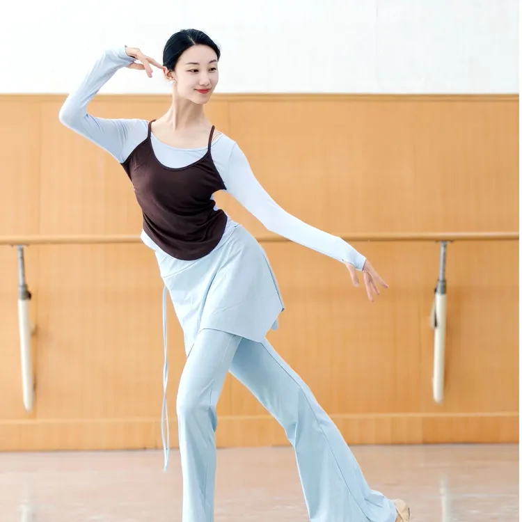 现代舞假两件长袖上衣女舞蹈服中国古典舞形体练功服装瑜伽芭蕾舞