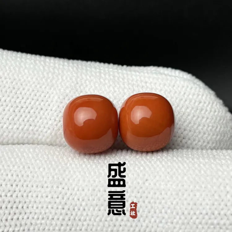 天然南红老型桶珠单珠散珠星月金刚菩提腰顶珠108颗文玩手串配饰