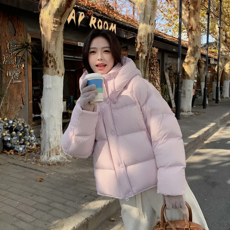 [云感泡芙]白鹅绒羽绒服女加厚保暖短款新款冬季百搭连帽外套2428