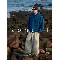 Zone11秋2025新款「」重磅连帽卫衣宽松休闲大帽檐刷毛袋鼠兜LM777