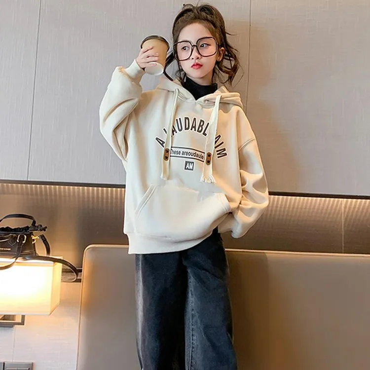 QZGY女童卫衣休闲春秋2025新款儿童衣服洋气中大童连帽上衣宽松