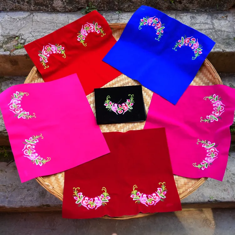 平绒鞋面布料绣花喜鹊弹梅5个颜色可选