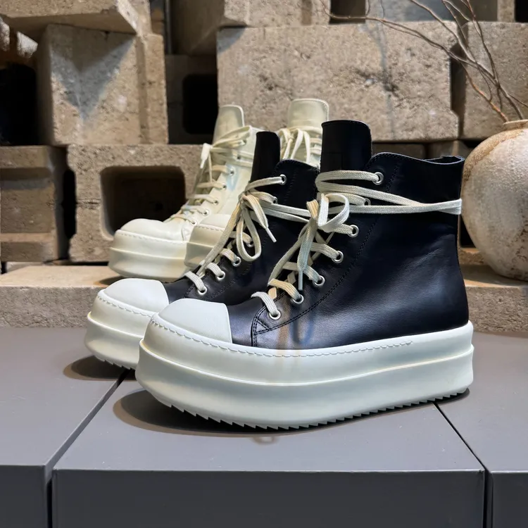 ro暗黑纯原厚底高帮大头鞋休闲增高鞋街头潮流小牛皮男女板鞋鞋子
