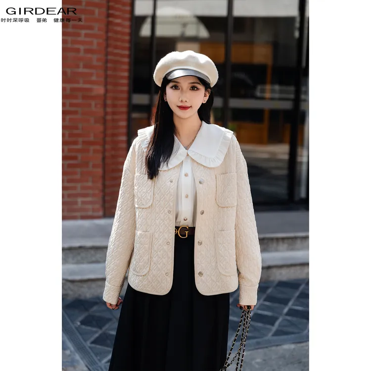 GIRDEAR/哥弟新款老钱风时尚百搭质感舒适新雪丽冬季棉服 1400767