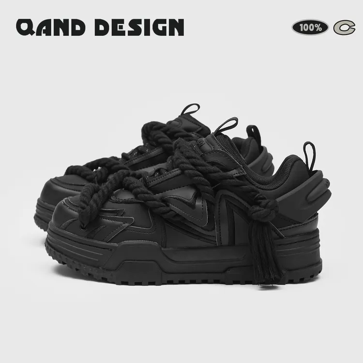 奇安达新款鞋子男鞋黑武士厚底增高鞋情侣干净感痞帅男鞋板鞋046