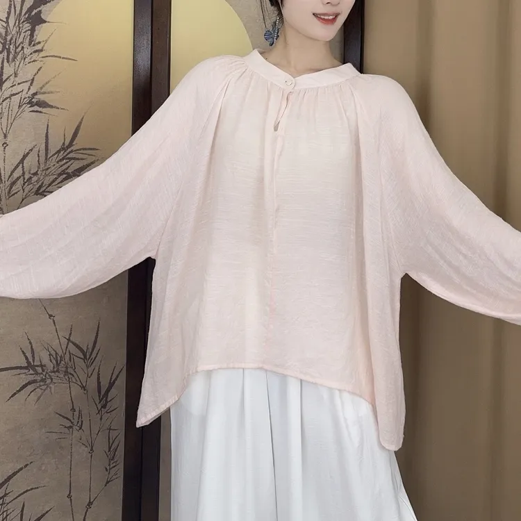 花棠夏季高级亚麻宽松长袖舞服国风舞蹈服瑜伽服（2不）