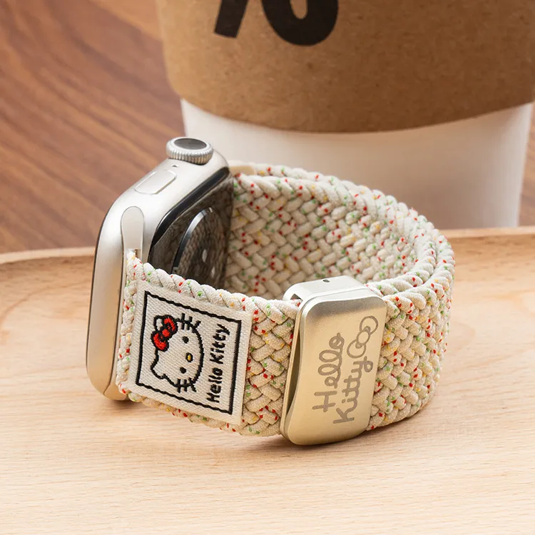 适用iwatch苹果S10手表applewatchs9s8KT猫编织尼龙表带7创意可爱