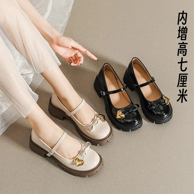 高跟厚底玛丽珍女鞋软底百搭学院小皮鞋