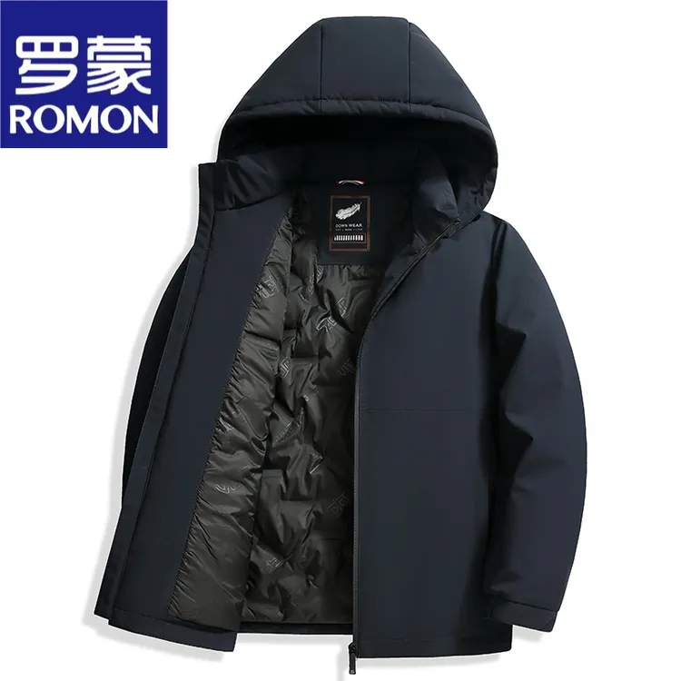 罗蒙2025冬季新国标有质检男士百搭可脱卸帽羽绒服防风保暖男外套