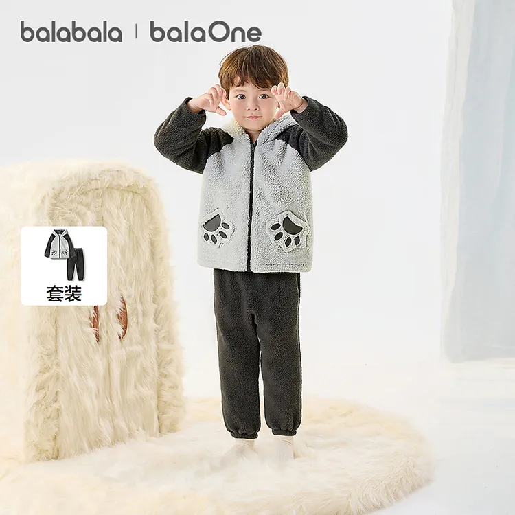 【balaOne】巴拉巴拉儿童家居服套装男童女童2025冬季珊瑚绒保暖