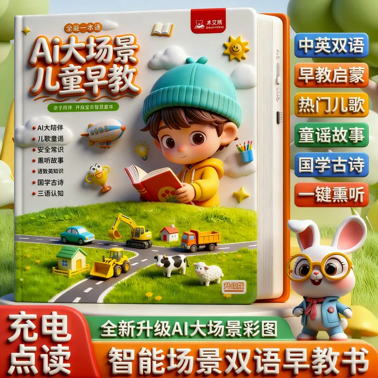 会说话的Ai大场景早教书宝宝双语启蒙学习机点读发声书儿童3d玩具商品图