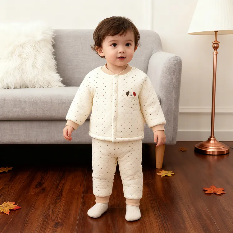 【呗啦】婴儿套装秋冬夹棉保暖衣服宝宝纯棉分体家居服