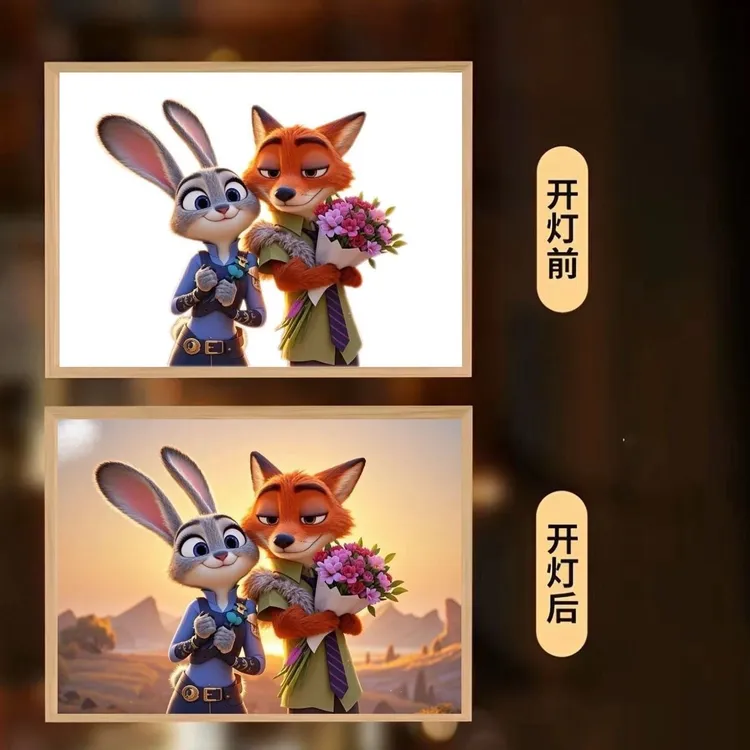 疯狂动物城灯光画小夜灯客厅卧室装饰画桌搭礼物摆件送礼物送朋友