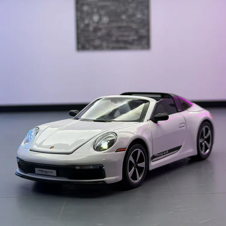 敞篷保时捷911 合金跑车模型1:32灯光双闪回力开门男孩玩具车礼物