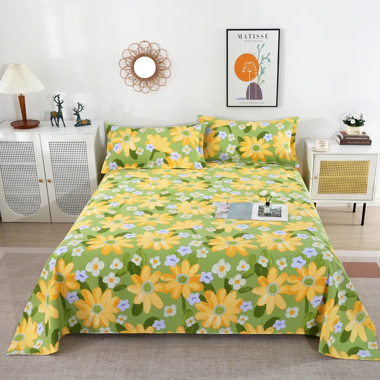 四季布原棉细纱老粗布床单三件套透气软席床上用品床单枕套