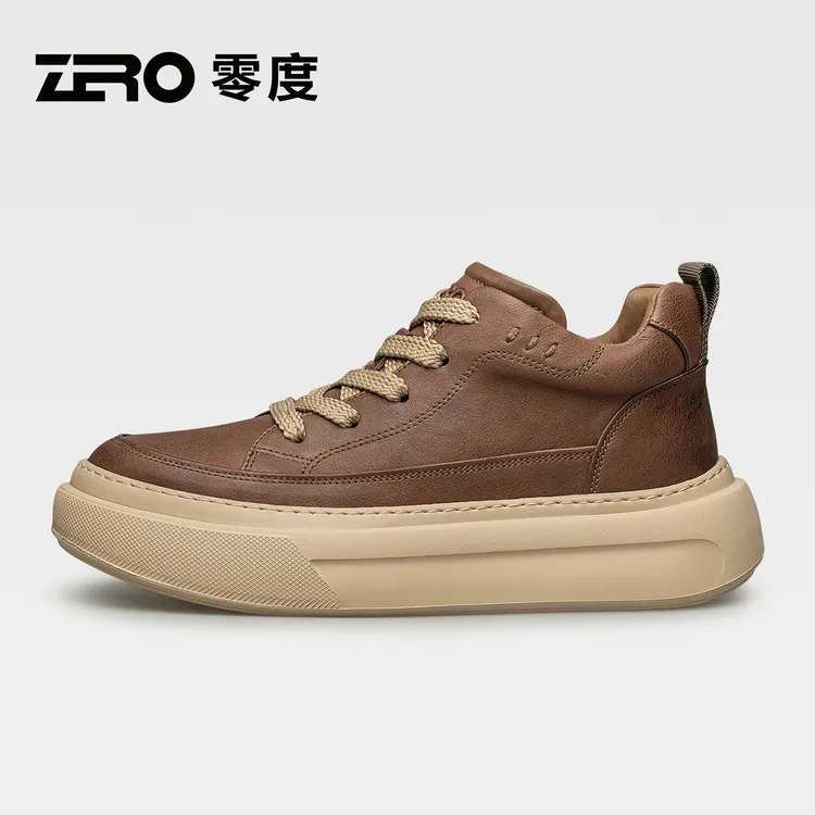 零度/2025冬季新款系带小众设计防滑耐磨美拉德复古潮流男士商务
