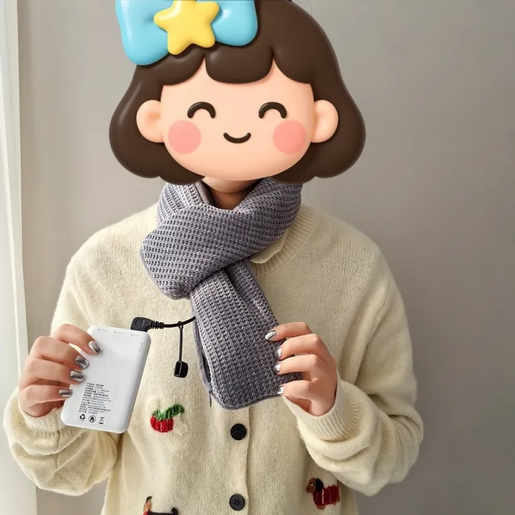 三档调温加厚摇粒绒百搭保暖智能发热围巾