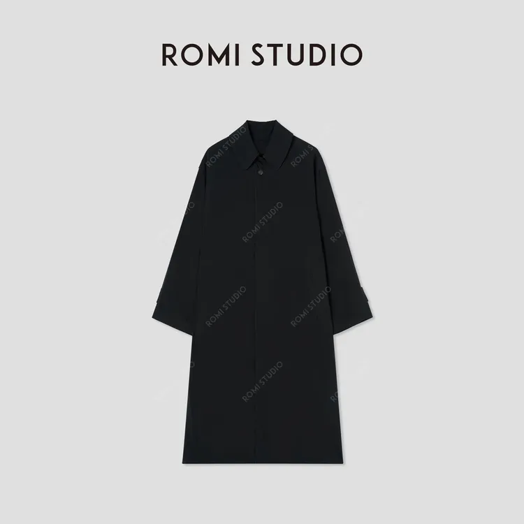 ROMI STUDIO天 丝高弹莱卡混纺白鹅绒廓形长款羽绒服RW24AW90335