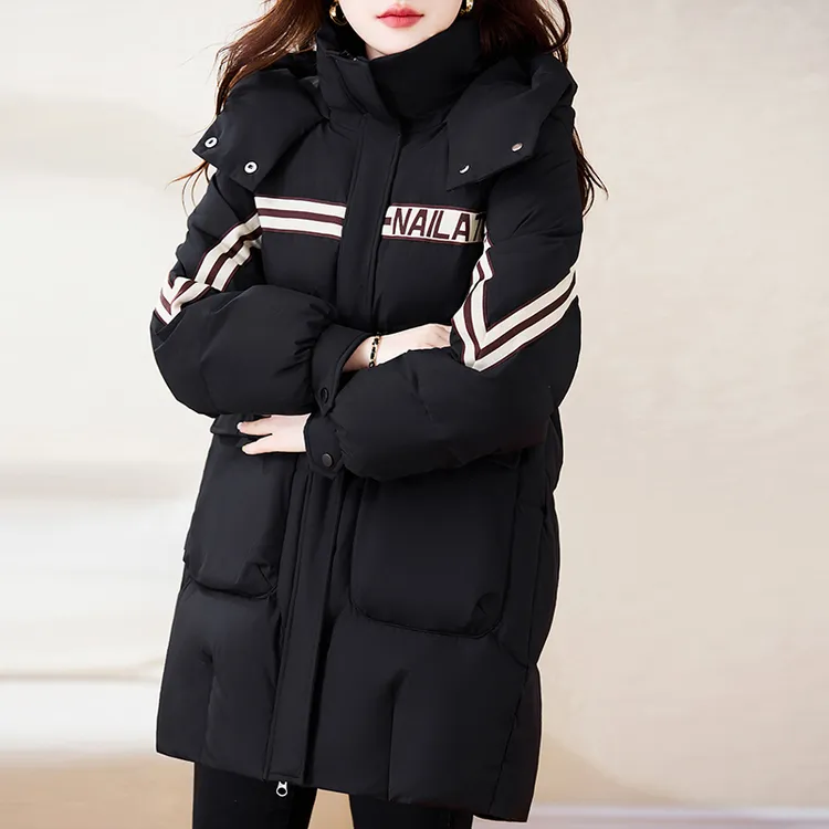 2025新款防寒】御冷 时尚棉袄加厚棉衣女中长款连帽保暖棉服女棉袄