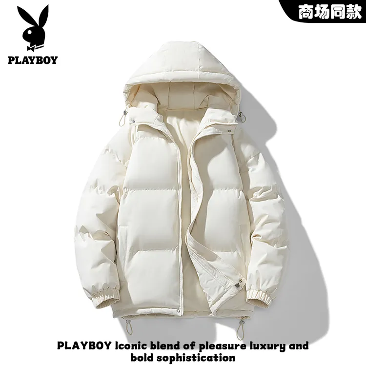 PLAYBOY/花花公子【官方】男女款冬季棉衣加厚纯色棉袄连帽棉服外套