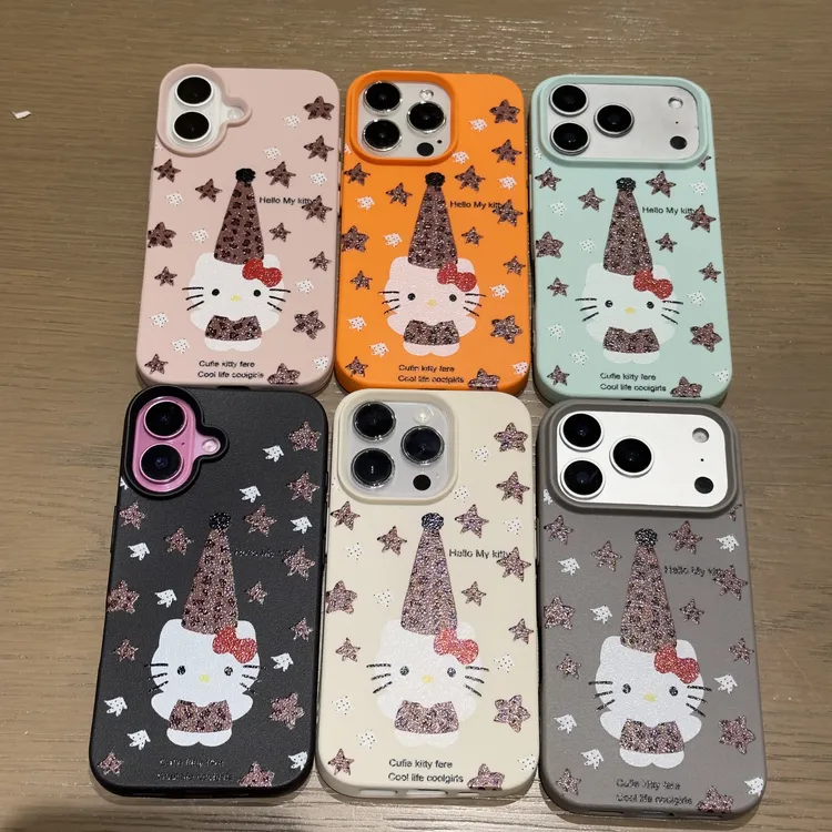 卡通豹纹圣诞帽Kt猫适用苹果iPhone17pro/16手机壳荔枝纹防摔15