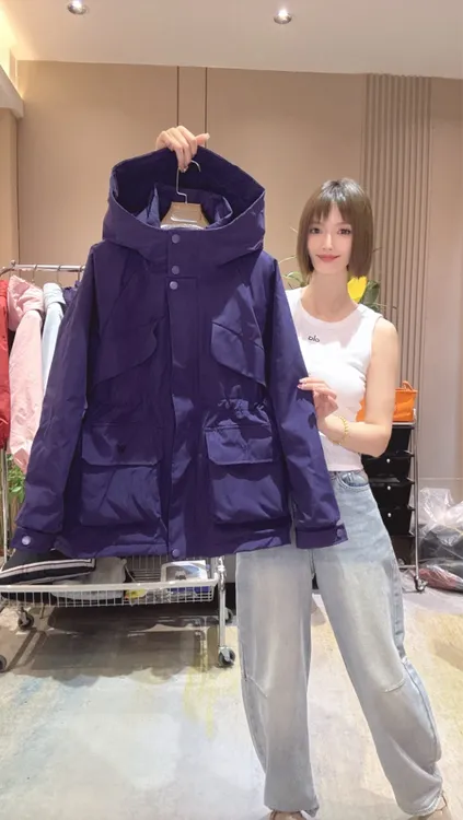 2025新款秋冬保暖薄棉连帽时尚百搭宽松中长款二棉风衣外套273