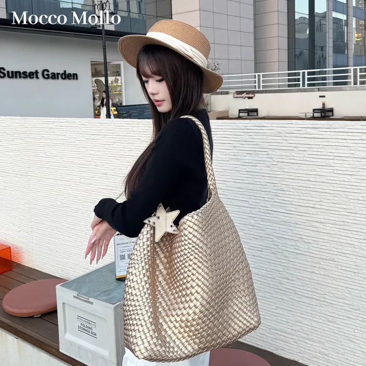 【椰椰专属】MoccoMollo2025新款托特大容量编织包通勤百搭女包