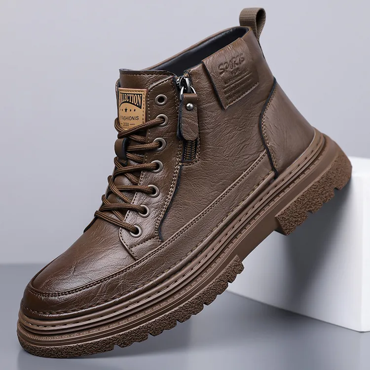 英伦风复古高帮马丁靴男靴秋冬季新款青年加绒保暖厚底防滑工装靴
