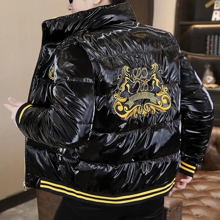 冬季新款男士时尚潮流轻奢高品质刺绣保暖立领帅气百搭修身棉服