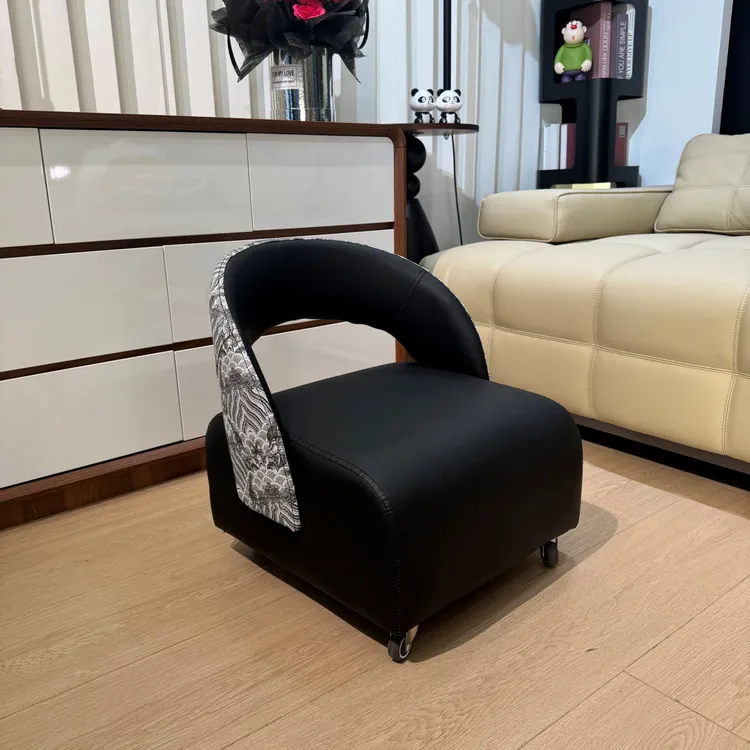 单人休闲溜溜凳万向轮中古风轻奢