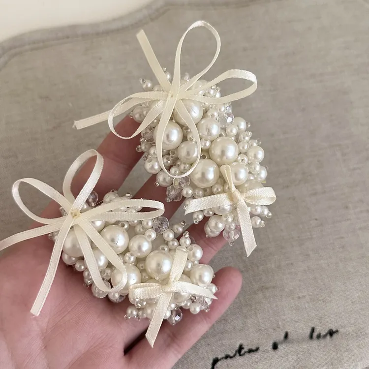 新款法式公主风珍珠蝴蝶结发夹甜美少女刘海侧边发马妈妈盘发发饰