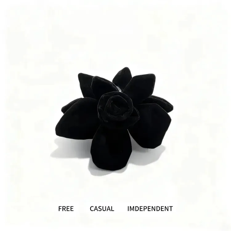 超大号丝绒立体手工显高颅顶花朵双面重工百搭气质抓夹盘发器