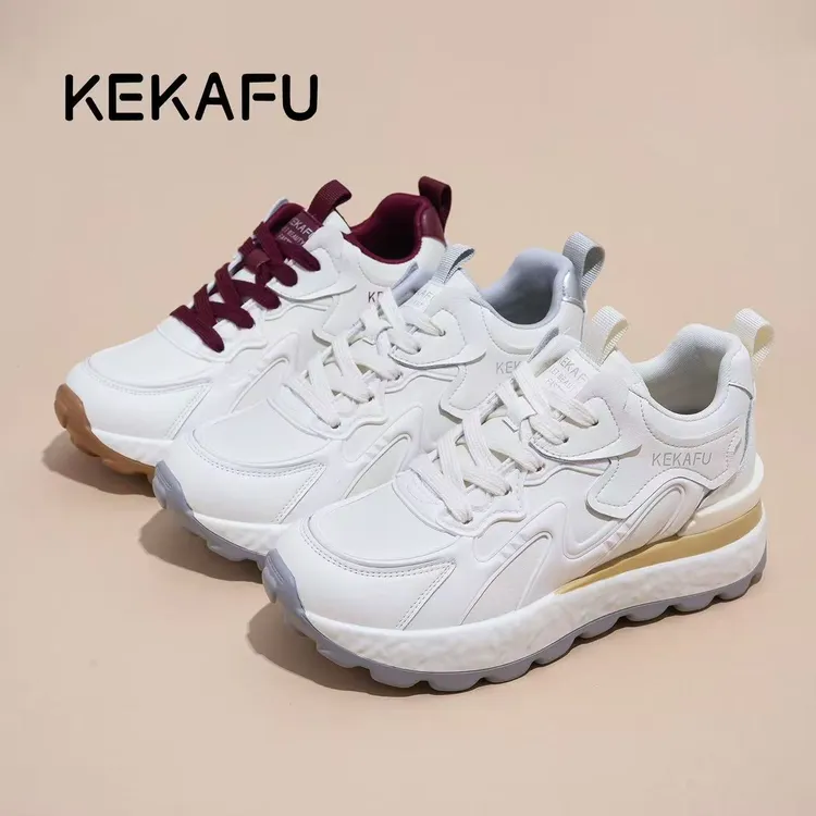 珂卡芙【7CM增高】真皮舒适老爹鞋女2025四季百搭显瘦高颜值运动鞋