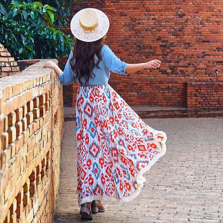 【董艺旅行穿搭】古丽·民族风半身裙度假大摆裙新疆云南旅行印花裙