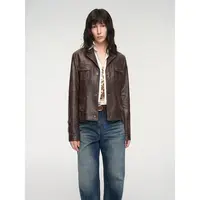 付智恩 浮宫魅影 进口绵羊皮西装皮皮衣外套