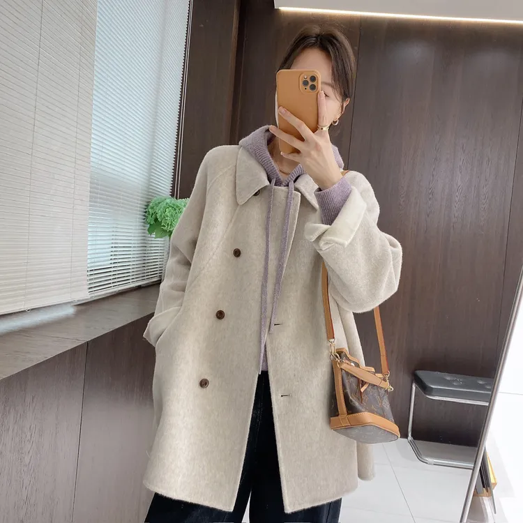 IMFLY金小金自制女装 绵羊毛大衣DYW10001秋冬慵懒简约高级感大衣